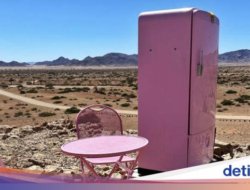 Kulkas Pink ‘Barbie’ Bagai Oase Di Ditengah Gurun Afrika, Apa Isinya?